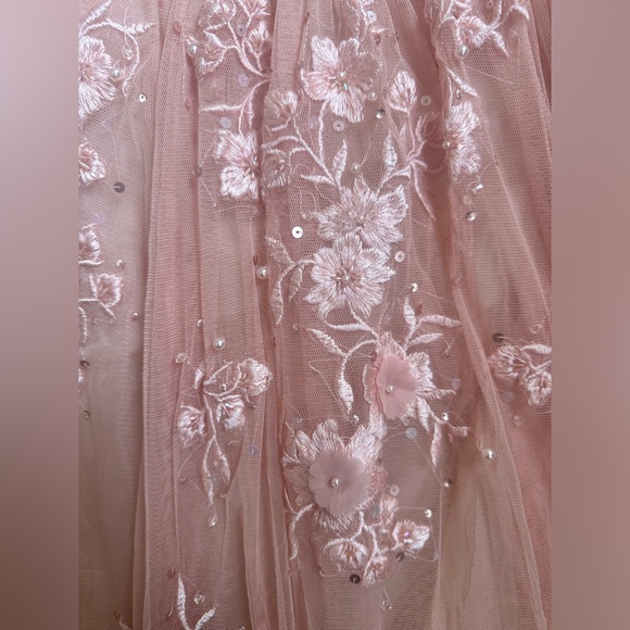 Basix Black Label Pink Strapless Floral Evening Gown Size 2 - Picture 13 of 14